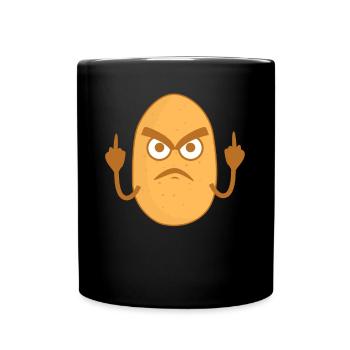 Kartoffel Mittelfinger Kartoffeln - Tasse einfarbig - Schwarz - Vorne
