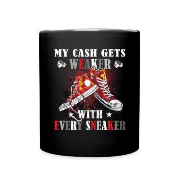 Lustiger Sneaker -Sammler - Turnschuhe - Tasse einfarbig - Schwarz - Vorne