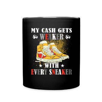 Lustiger Sneaker -Sammler - Turnschuhe - Tasse einfarbig - Schwarz - Vorne