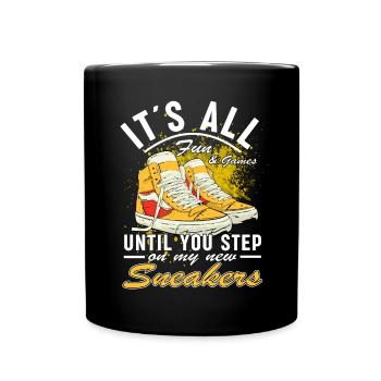 Lustiger Sneaker -Sammler - Turnschuhe - Tasse einfarbig - Schwarz - Vorne