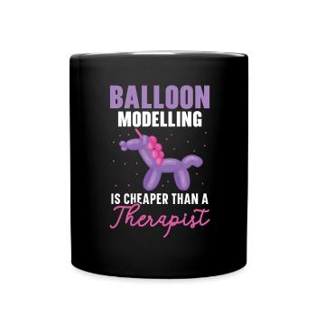 Ballonmodellieren ist billiger als ein Therapeut - Tasse einfarbig - Schwarz - Vorne