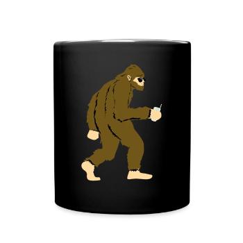 Bigfoot drinks cocktail at party - Full Colour Mug - black - Front