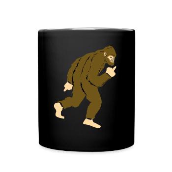 Bigfoot shows middle finger - Full Colour Mug - black - Front