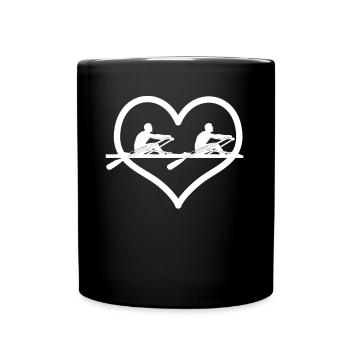 Ruderboot Ruderer Rudern Herz Rudersport - Tasse einfarbig - Schwarz - Vorne