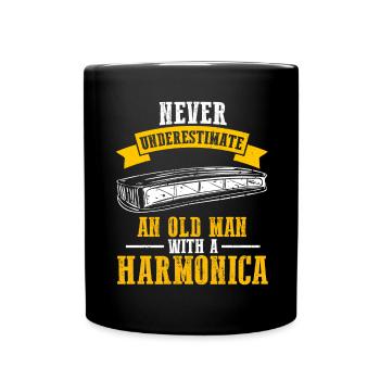 Mundharmonika Spieler und Mundharmonika - Tasse einfarbig - Schwarz - Vorne
