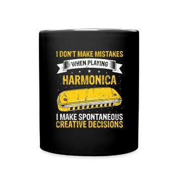 Mundharmonika Spieler und Mundharmonika - Tasse einfarbig - Schwarz - Vorne