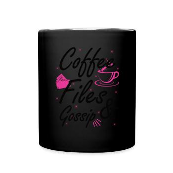 Café, dossiers et potins - Personnel RH - Mug uni - noir - Devant