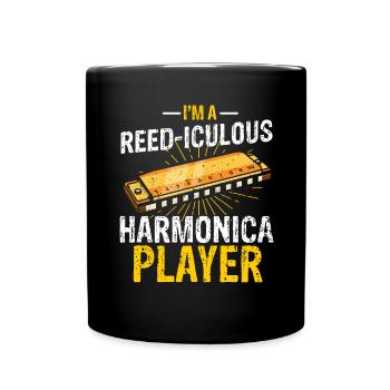 Harmonikaspieler für Munharmonika Spieler - Tasse einfarbig - Schwarz - Vorne
