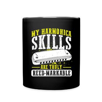 Mundharmonika Spieler und Mundharmonika - Tasse einfarbig - Schwarz - Vorne
