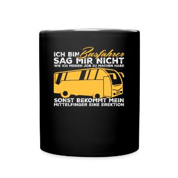Busfahrer Bus Linienbus - Tasse einfarbig - Schwarz - Vorne