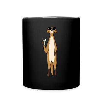 Meerkat with cocktail sunglasses - Full Colour Mug - black - Front