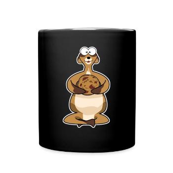 fat meerkat with biscuit - Full Colour Mug - black - Front