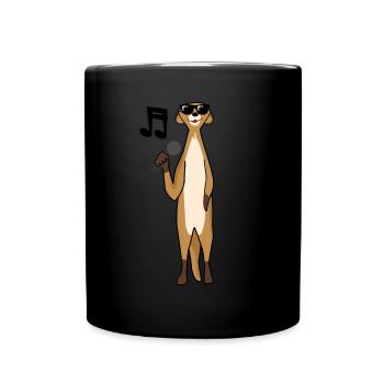 Erdmännchen singt Musik - Tasse einfarbig - Schwarz - Vorne