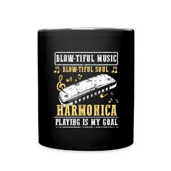 Harmonikaspieler für Munharmonika Spieler - Tasse einfarbig - Schwarz - Vorne