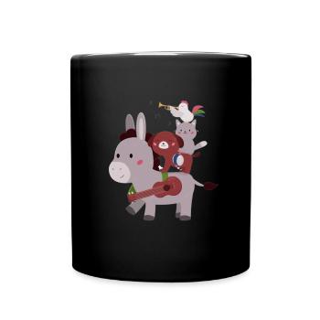 Bremen Town Musicians - Tasse einfarbig - Schwarz - Vorne