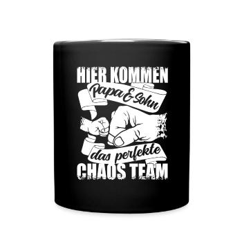 Chaos team papa und sohn - Werdender Vater - Papa - Tasse einfarbig - Schwarz - Vorne