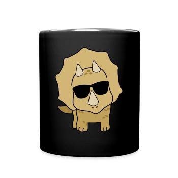 Dinosaurier lustiger Dino - Tasse einfarbig - Schwarz - Vorne