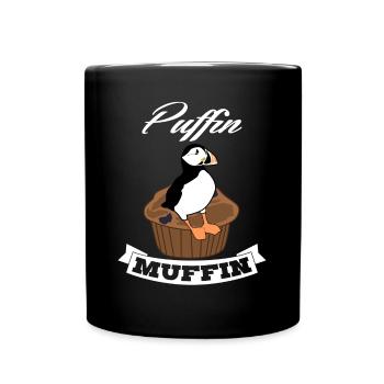 Puffin on muffin puffin - Full Colour Mug - black - Front