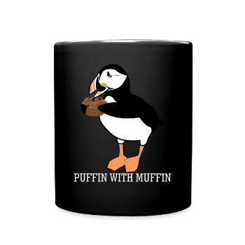 Puffin with muffin puffins - Full Colour Mug - black - Front