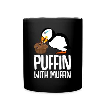 Puffin isst Muffin Papageientaucher - Tasse einfarbig - Schwarz - Vorne