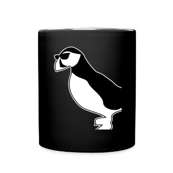 Puffin with sunglasses puffins - Full Colour Mug - black - Front