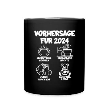 Vorhersage 2024 Werdende Eltern Babybauch - Tasse einfarbig - Schwarz - Vorne