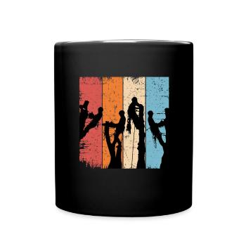 Retro Arborist Gift Father Chainsaw - Full Colour Mug - black - Front