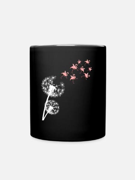 Flamingo Pusteblume Flamingos - Tasse einfarbig - Schwarz