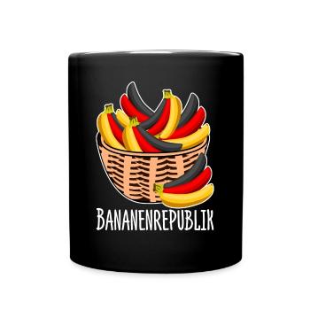 Bananenrepublik Bananenkorb - Tasse einfarbig - Schwarz - Vorne