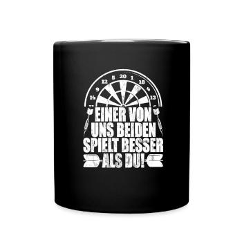 Einer von uns Beiden spielt besser - Dartspieler - Tasse einfarbig - Schwarz - Vorne