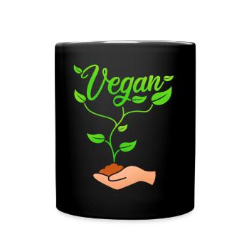 Vegan plant design for proud vegans - Full Colour Mug - black - Front