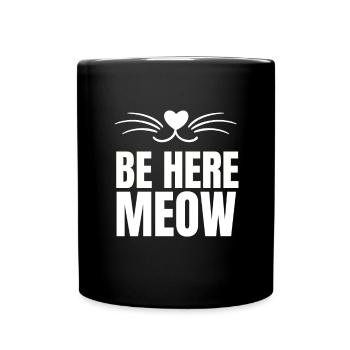 Yoga Cat - Be Here Meow - Full Colour Mug - black - Front