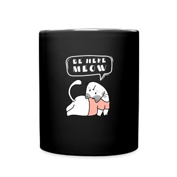Yoga Cat - Be Here Meow - Full Colour Mug - black - Front
