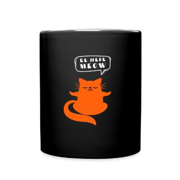 Yoga Cat - Be Here Meow - Full Colour Mug - black - Front