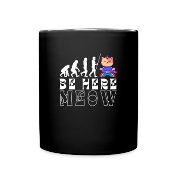 Yoga Cat - Be Here Meow - Full Colour Mug - black - Front