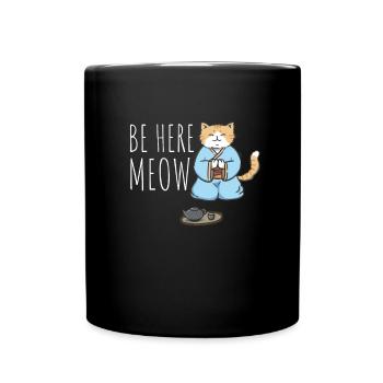 Yoga Cat - Be Here Meow - Full Colour Mug - black - Front