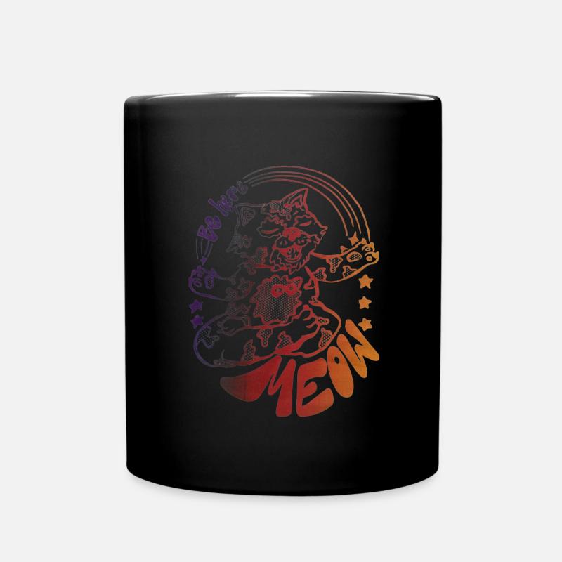 Yoga Cat - Be Here Meow - Tasse einfarbig - Schwarz