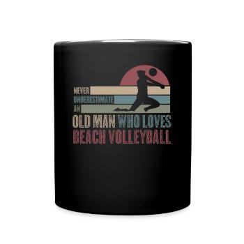 Beach Volleyball Retro Volleyballspieler - Tasse einfarbig - Schwarz - Vorne