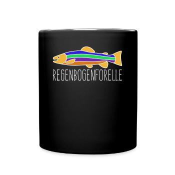 Angeln Regenbogenforelle Angel Angler - Tasse einfarbig - Schwarz - Vorne