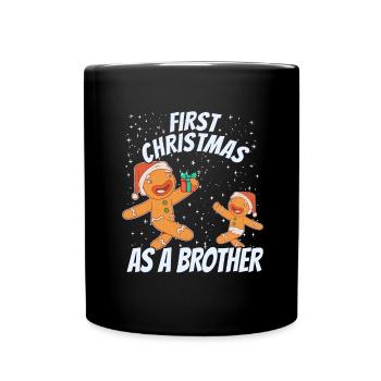 First Christmas as a brother - gingerbread - Full Colour Mug - black - Front