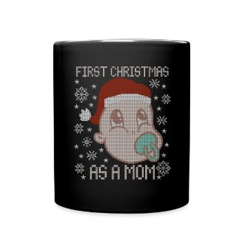 Premier Noël en tant que maman - Père Noël moche - Mug uni - noir - Devant