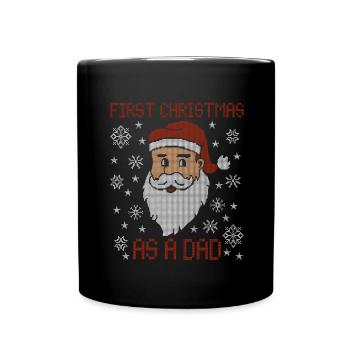 First Christmas as a daddy - Christmas ugly - Full Colour Mug - black - Front