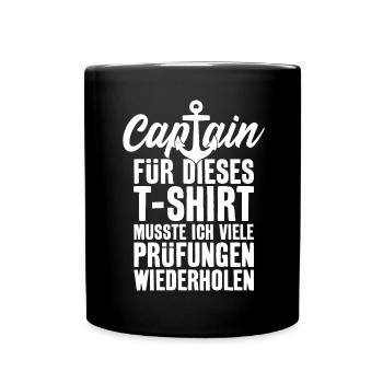 CAPTAIN LUSTIG KAPITÄN SEGELSCHEIN BOOT PRÜFUNG - Tasse einfarbig - Schwarz - Vorne