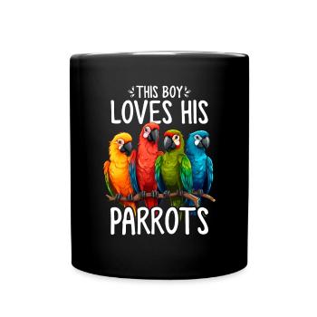 Jungen Papagei Lustiger Papagei Mönch Sittich Quäker - Tasse einfarbig - Schwarz - Vorne