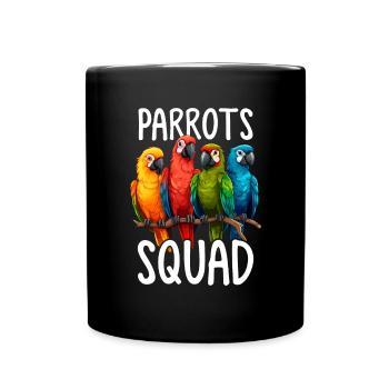 Parrot Squad Funny Parrot Monk Parakeet Birds - Full Colour Mug - black - Front