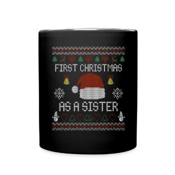 Premier Noël en tant que sœur - Noël moche - Mug uni - noir - Devant