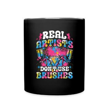 Cool Artistry Pouring Color Acrylic Painting - Full Colour Mug - black - Front