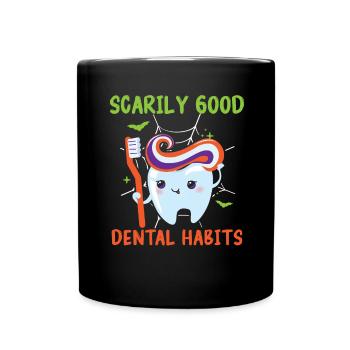 Des habitudes de soins dentaires effrayantes. - Mug uni - noir - Devant