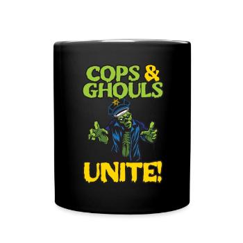 Policemen & Ghouls united! Policeman Spooky Hello - Full Colour Mug - black - Front