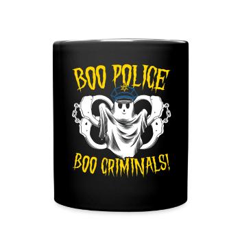 Buh Polizei, buh Kriminelle! Polizist Halloween - Tasse einfarbig - Schwarz - Vorne